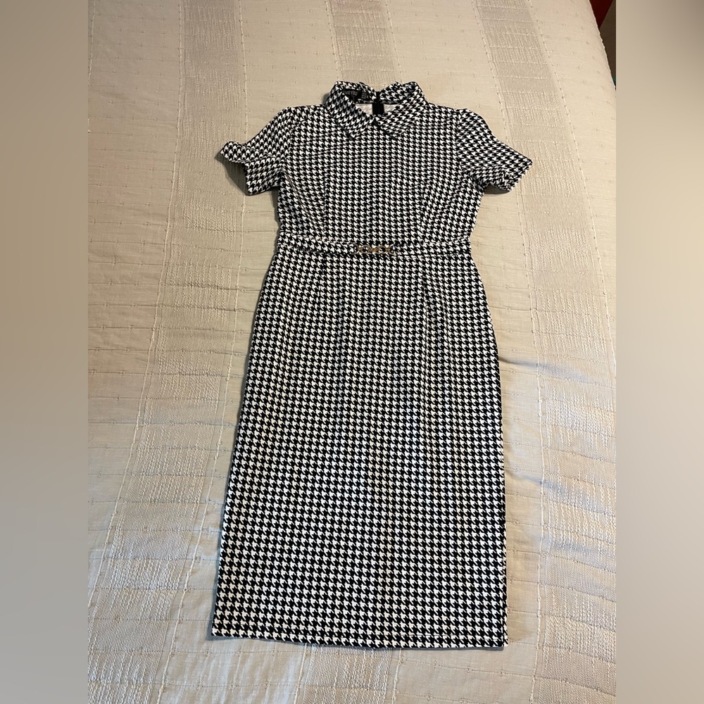 Classic Black and White Houndstooth Dress